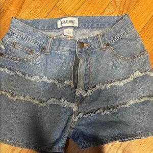 Distressed Denim Women's Shorts - Light Blue